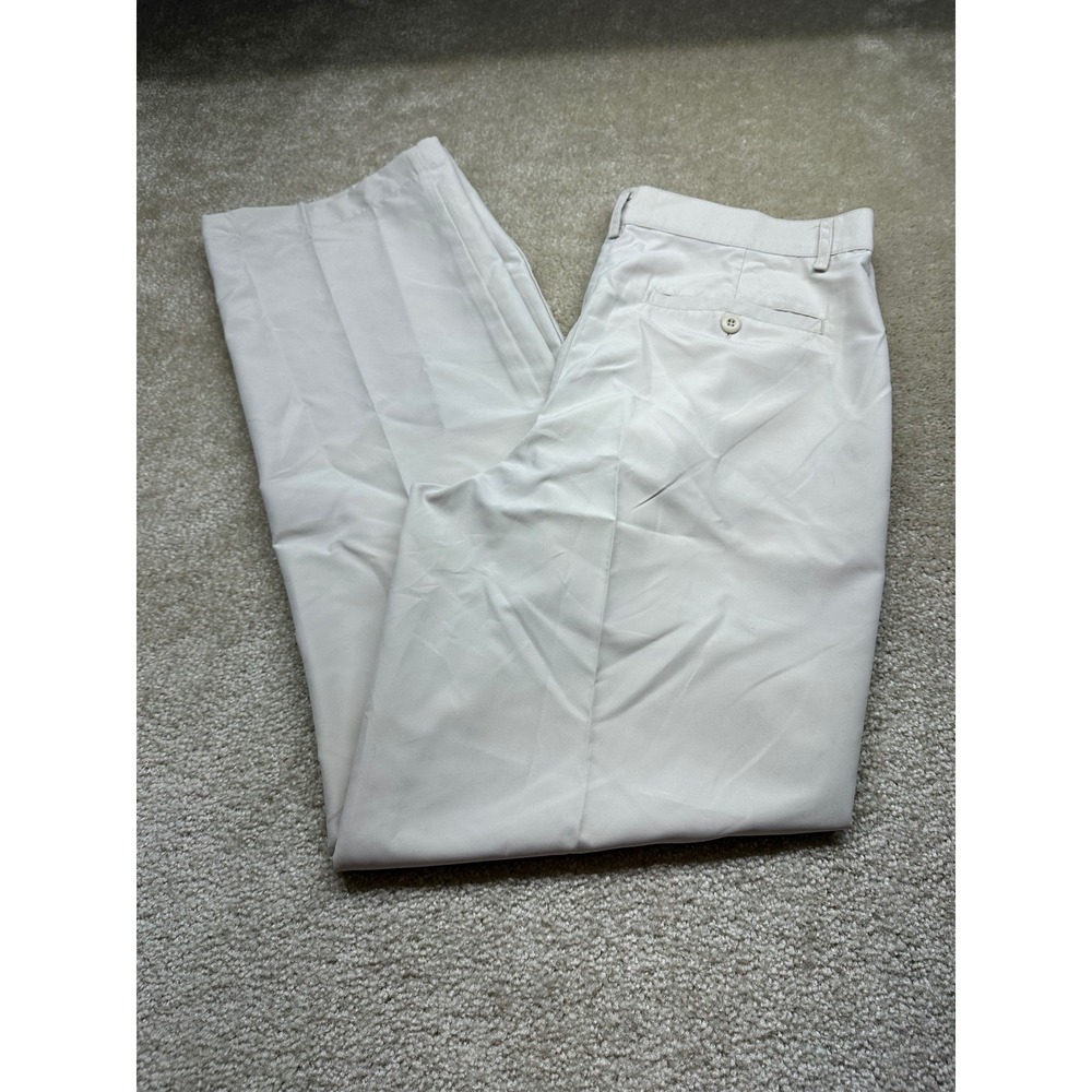 Lynx Mens Golf Pants 32x32 Beige Flat Front Straight Leg Performance Trousers